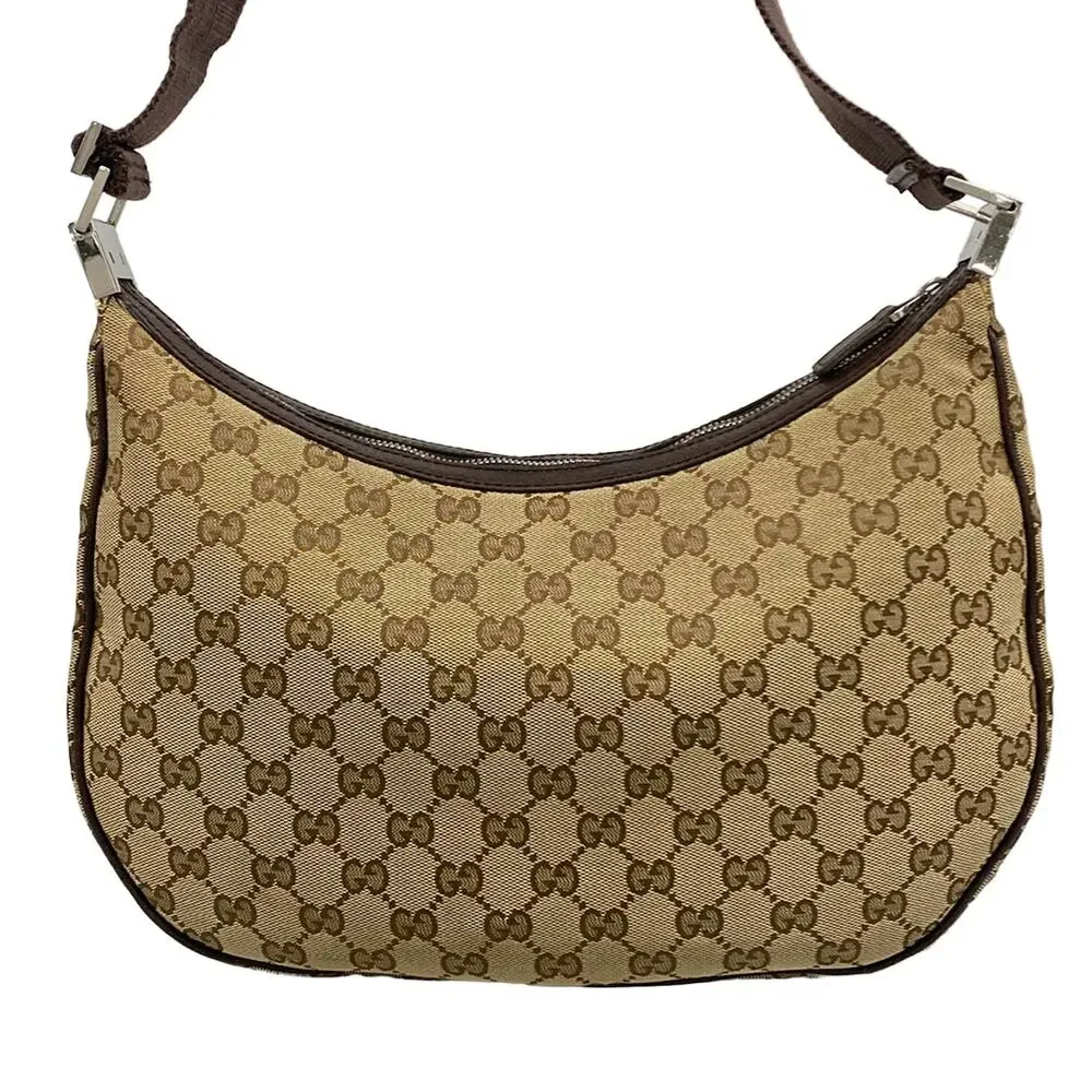 Gucci GG Shoulder Bag 122790 Beige Dark Brown Jacquard Leather